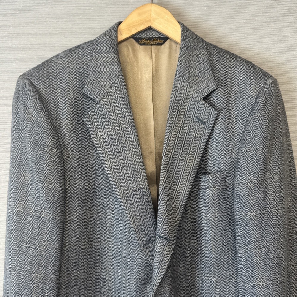 Brooks Brothers Blue Windowpane Sport Coat Jacket 41 Long (Factory Second) - Picture 3 of 15